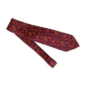 Vintage Berkley Cravats Navy Blue Red Paisley Neck Tie 100% Silk Screen Printed